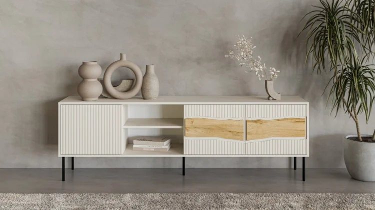 Szafka RTV INSERTO 3D1W 190x40x61,5 kaszmir + LED