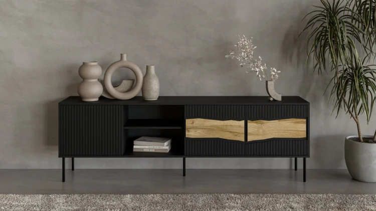 Szafka RTV INSERTO 3D1W 190x40x61,5 czarny + LED
