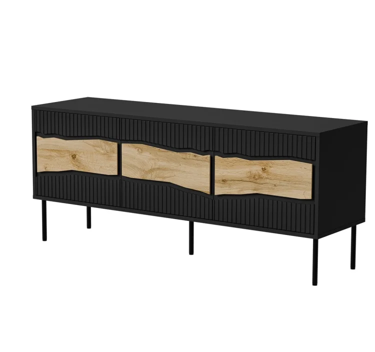 Szafka RTV INSERTO 3D 143,5x40x61,5 czarny + LED
