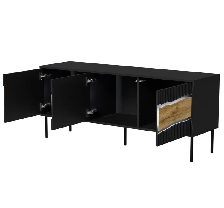 Szafka RTV INSERTO 3D 143,5x40x61,5 czarny + LED