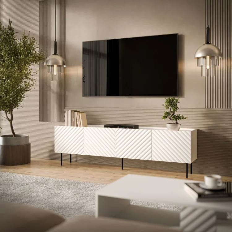 Szafka RTV 4D LUCCA 200x40x59 biały