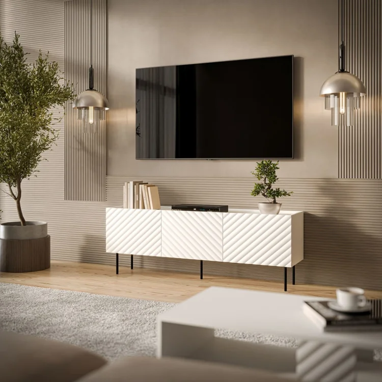 Szafka RTV 3D LUCCA 165x40x59 biały