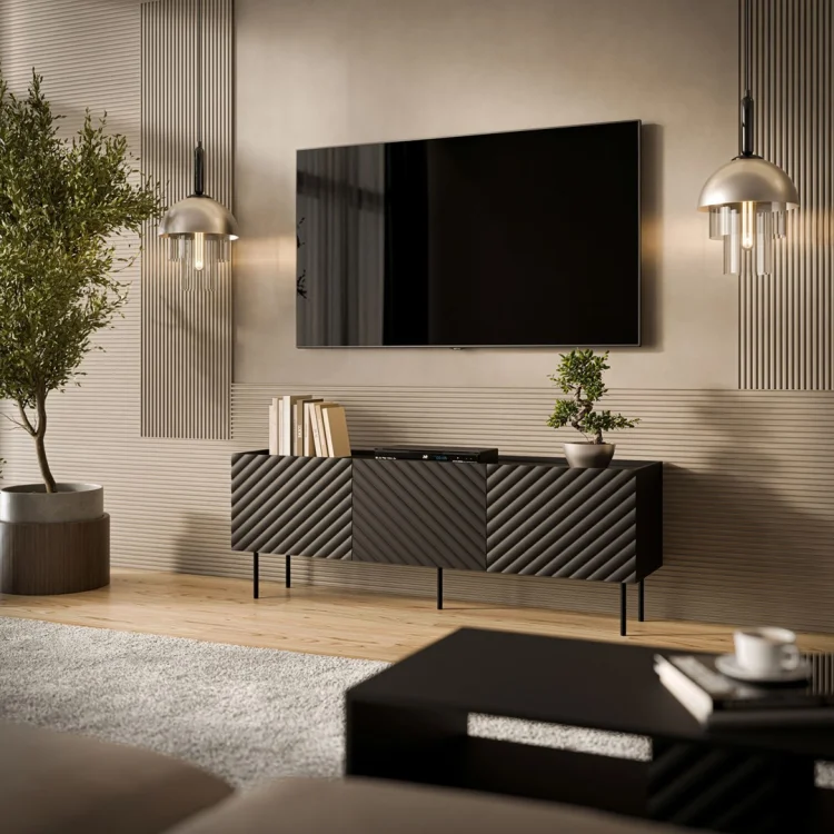 Szafka RTV 3D LUCCA 165x40x59 czarny