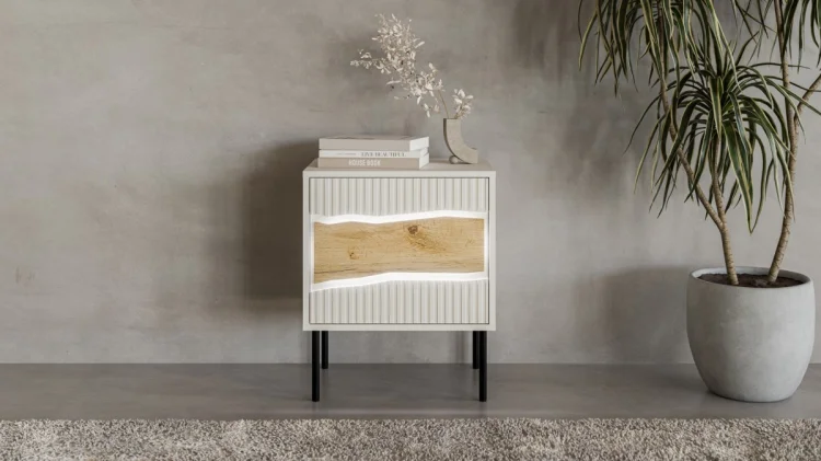 Szafka nocna 2szt INSERTO 50x40x61,5 kaszmir + LED