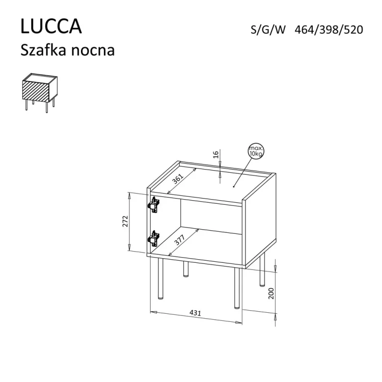 Szafka nocna 2szt LUCCA 47x40x52 czarny