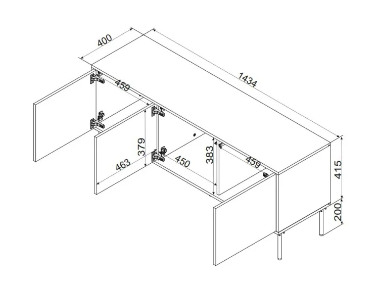 Szafka RTV INSERTO 3D 143,5x40x61,5 kaszmir + LED