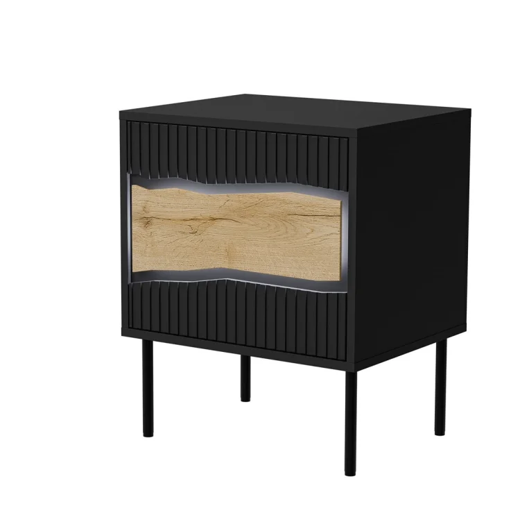 Szafka nocna 2szt INSERTO 50x40x61,5 czarny + LED
