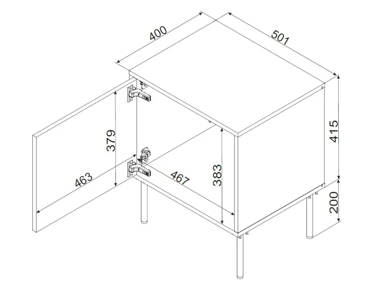 Szafka nocna 2szt INSERTO 50x40x61,5 czarny + LED