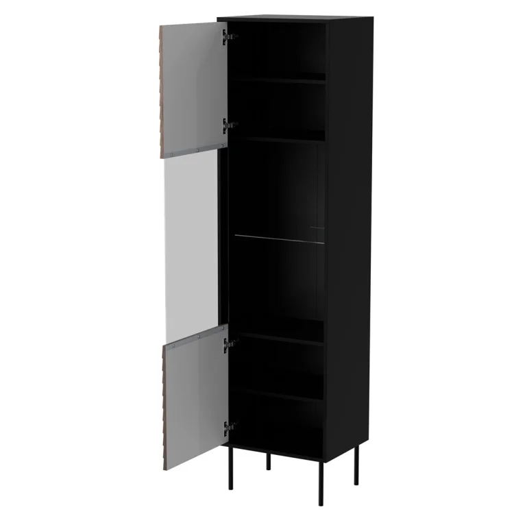 Witryna CORTINA 53x40x182 czarny/orzech