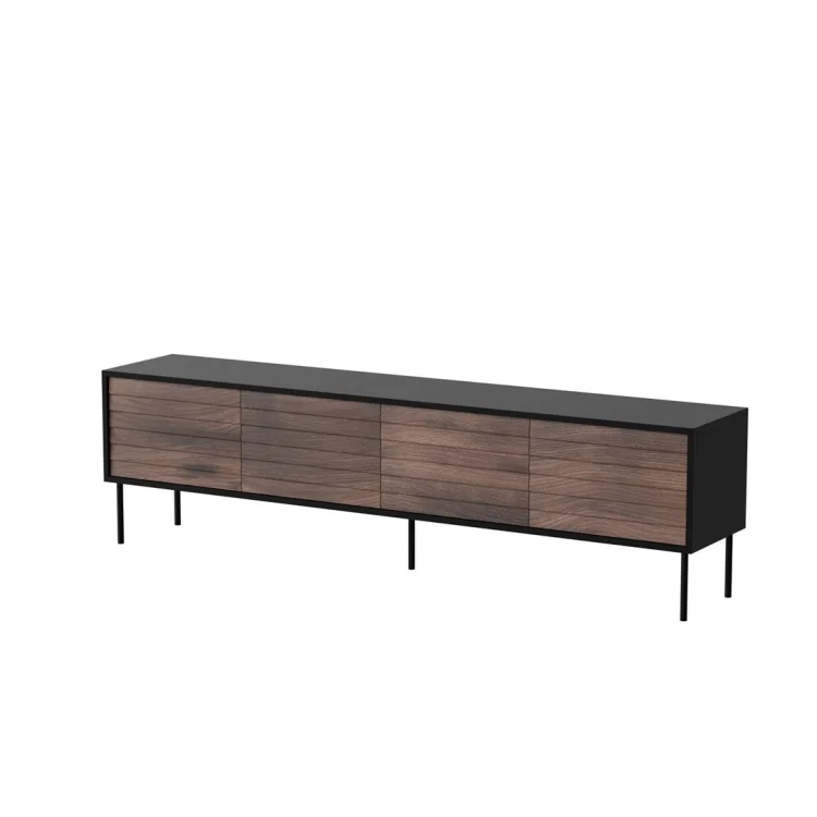 Szafka RTV 4D CORTINA 200x40x55 czarny/orzech