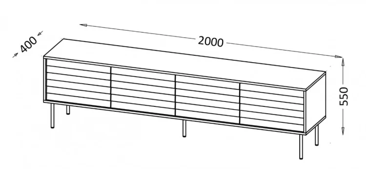 Szafka RTV 4D CORTINA 200x40x55 czarny/orzech