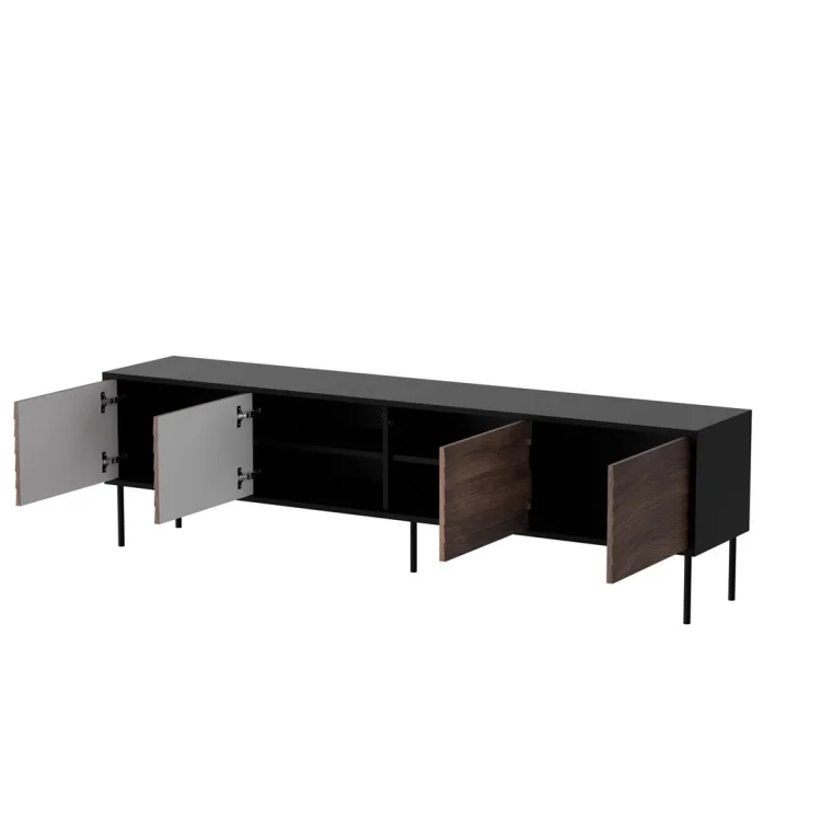 Szafka RTV 4D CORTINA 200x40x55 czarny/orzech