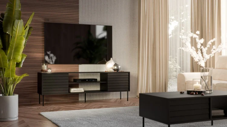 Szafka RTV EF CORTINA 180x40x60 czarny