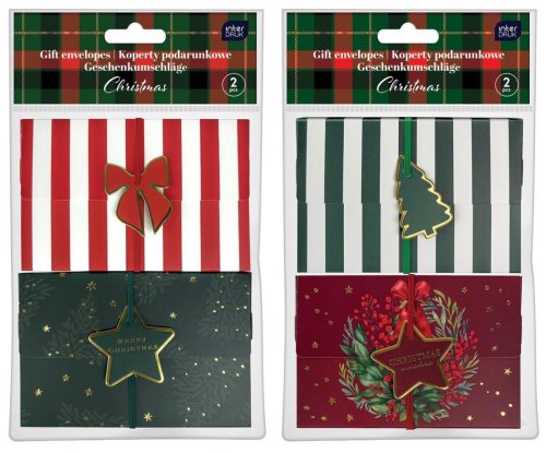 Koperty podarunkowe z gumka 2szt Christmas mix