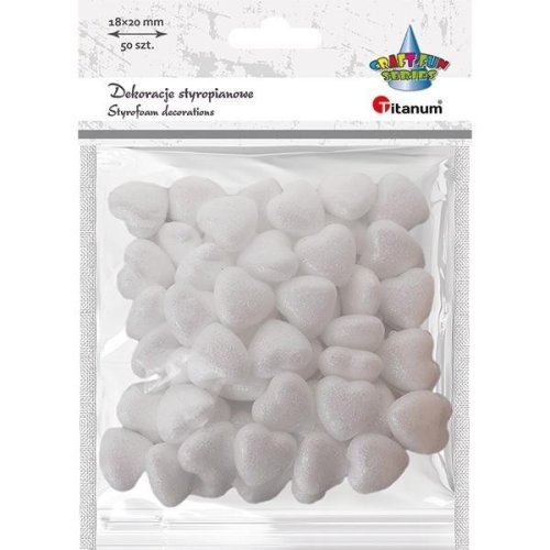 Styropianowe serca 19x19mm białe 50szt