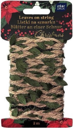Listki na naturalnym sznurku 2m Christmas