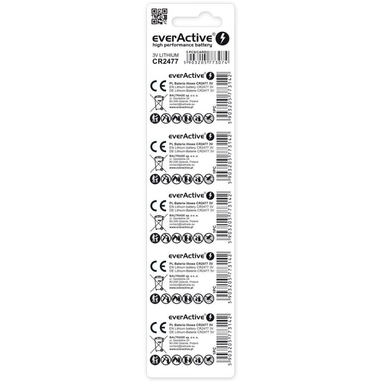 EVERACTIVE BATERIA LITOWA CR2477 BLISTER 5 SZT. CR24775BL