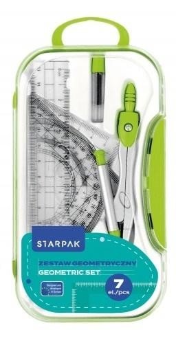 Zestaw szkolny geometryczny 7el zielony