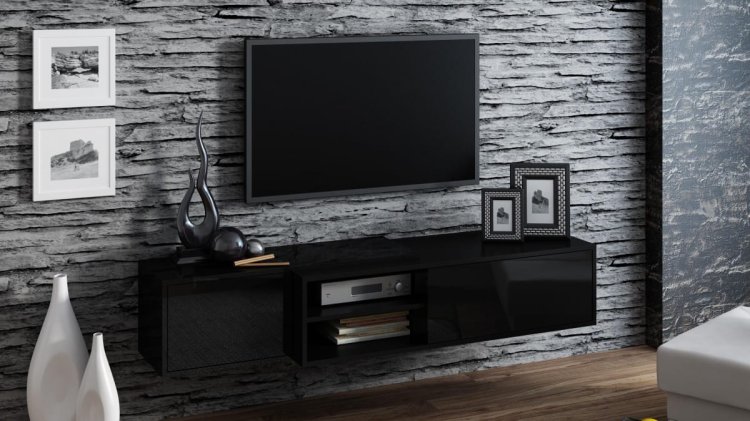 Szafka RTV SIGMA1 180 czarny/czarny połysk