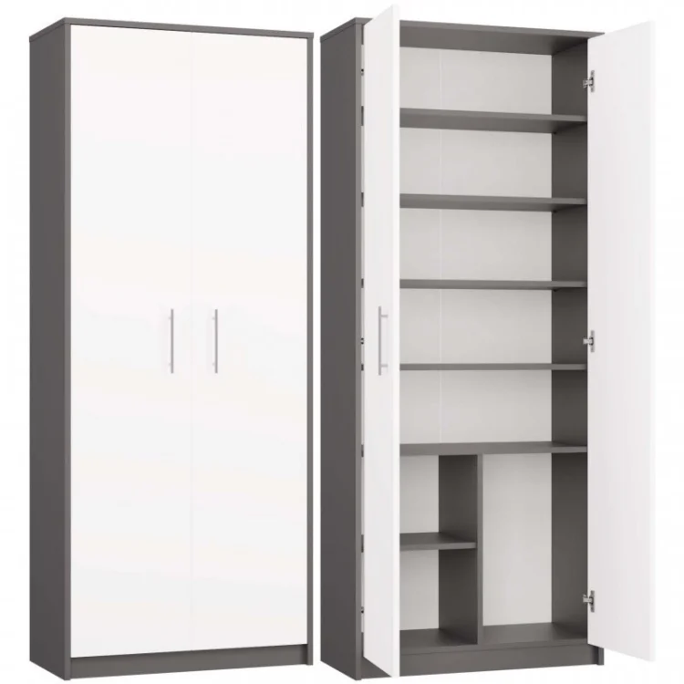 REGAŁ ZAMKNIETY OLIV 2D ANTRACYT/BIEL KOMPLET