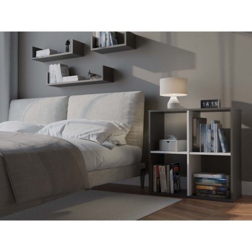 REGAŁ MALAX 2X2 ANTRACYT/BIEL