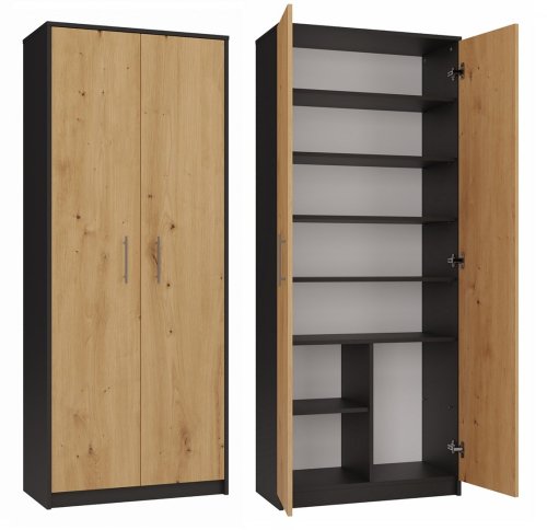 REGAŁ ZAMKNIĘTY OLIV 2D ANTRACYT/ARTISAN KOMPLET