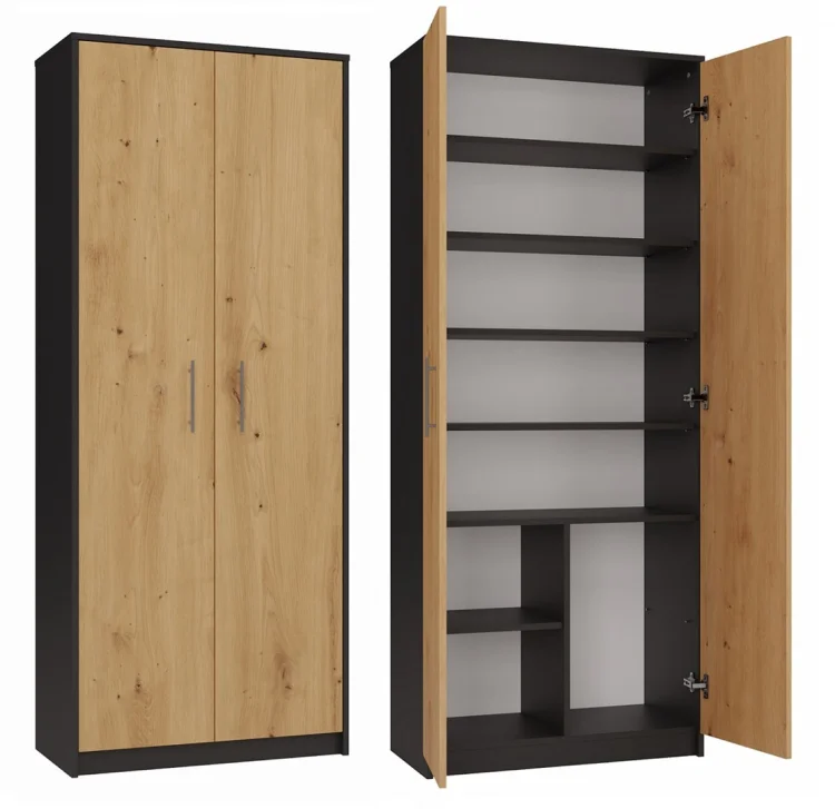 REGAŁ ZAMKNIĘTY OLIV 2D ANTRACYT/ARTISAN KOMPLET