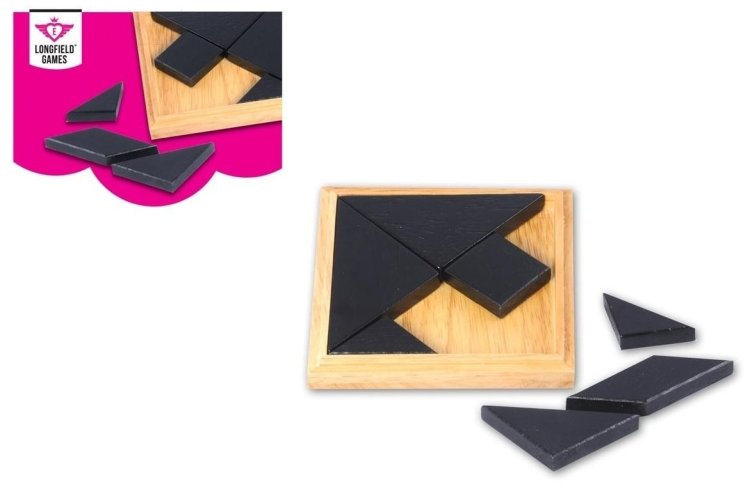 Tangram z naturalnego drewna w pudełku