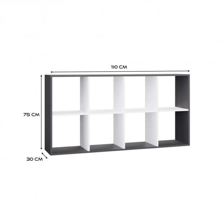 REGAŁ MALAX 2X4 ANTRACYT/BIEL