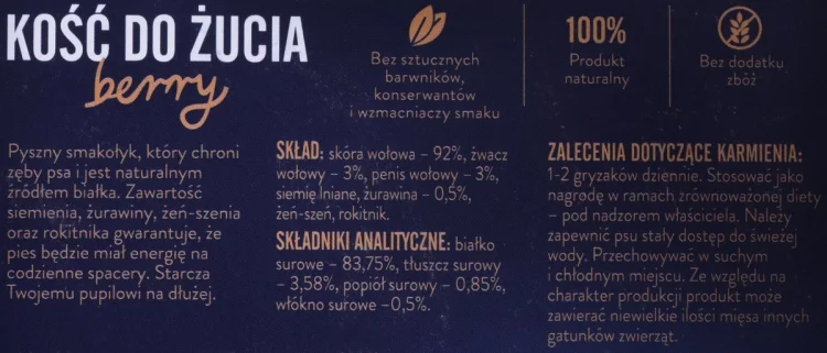 JOHN DOG Kość do żucia Berry z żurawiną - gryzak dla psa - 12 cm