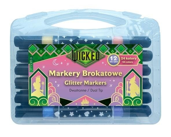 Markery brokatowe dwustronne 12szt Wicked