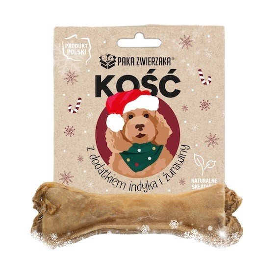 Paka Zwierzaka Kość z dodatkiem indyka i żurawiny 12 cm (rozmiar M) 55g