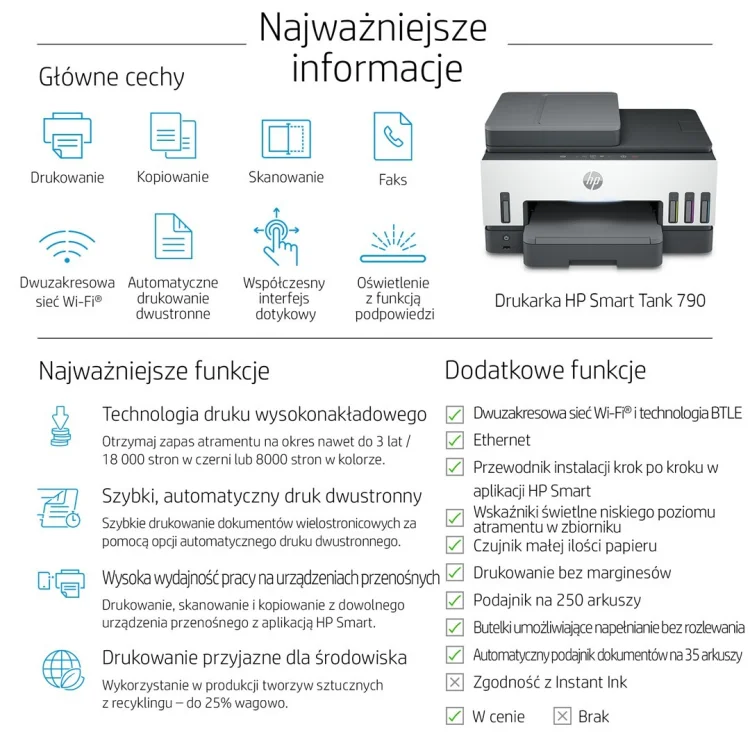 Urządzenie wielofunkcyjne HP Smart Tank 790 4WF66A (WYPRZEDAŻ)
