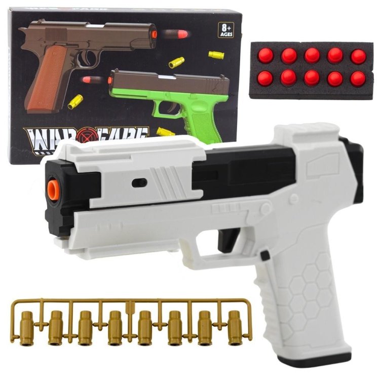 Pistolet na naboje piankowe biały