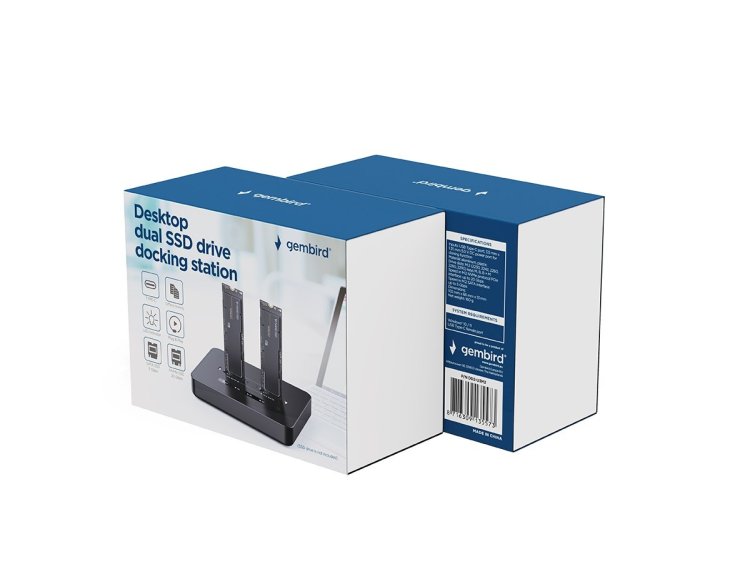 GEMBIRD STACJA DOKUJĄCA PODWÓJNA DO DYSKÓW M.2 SATA I NVME SSD CZARNA