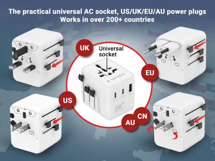 GEMBIRD UNIWERSALNY ADAPTER PODRÓŻNY 20 W, BIAŁY