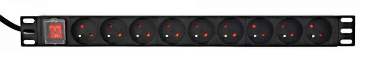 GEMBIRD LISTWA ZASILAJĄCA RACK (PDU) 9 GNIAZD FR, 1U, 16A, WTYK FR, 2M