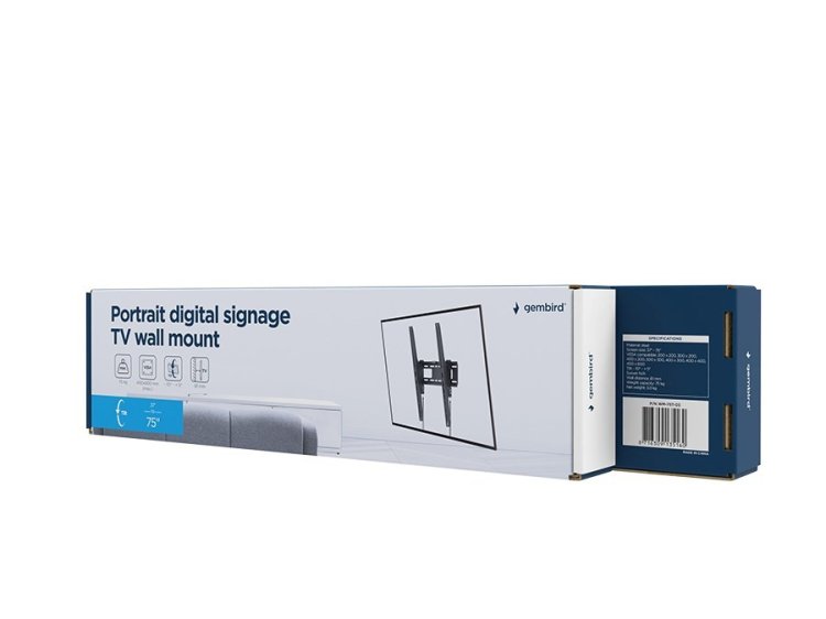 GEMBIRD UCHWYT ŚCIENNY DO TELEWIZORA DIGITAL SIGNAGE W ORIENTACJI PIONOWEJ (POCHYLENIE) 37”-75”