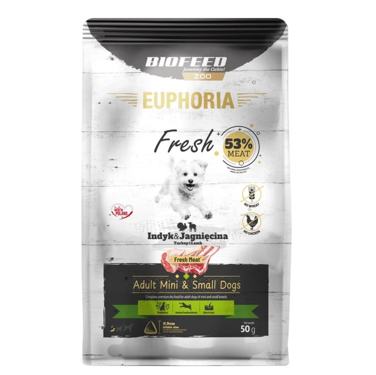 BIOFEED Euphoria fresh meat Adult Indyk/Jagnię XS/S 50gr