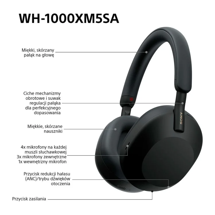 Słuchawki bezprzewodowe SONY WH-1000XM5SA Black