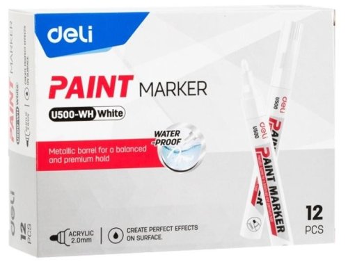 Marker olejowy 2mm biały (12szt) DELI