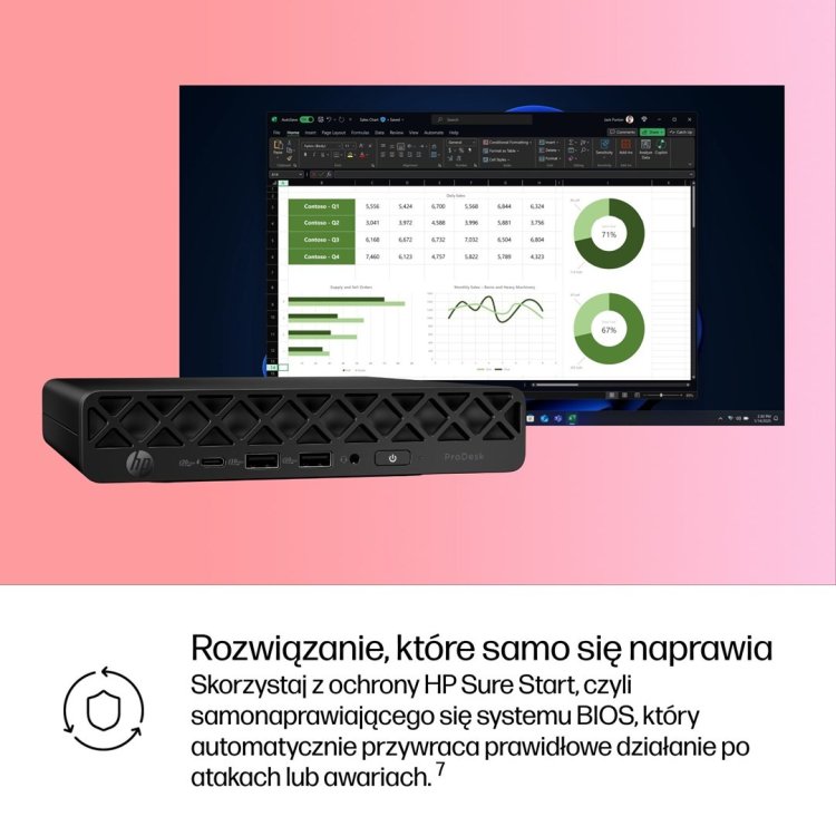 HP ProDesk 4 Mini G1i Ultra 7 265T 16GB DDR5 5600 SSD1TB Intel Graphics W11Pro 3Y OnSite