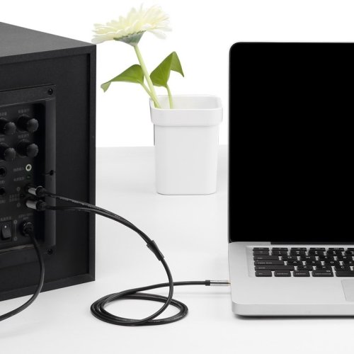 Kabel audio 3,5 mm męski na 2RCA męski 3 m czarny