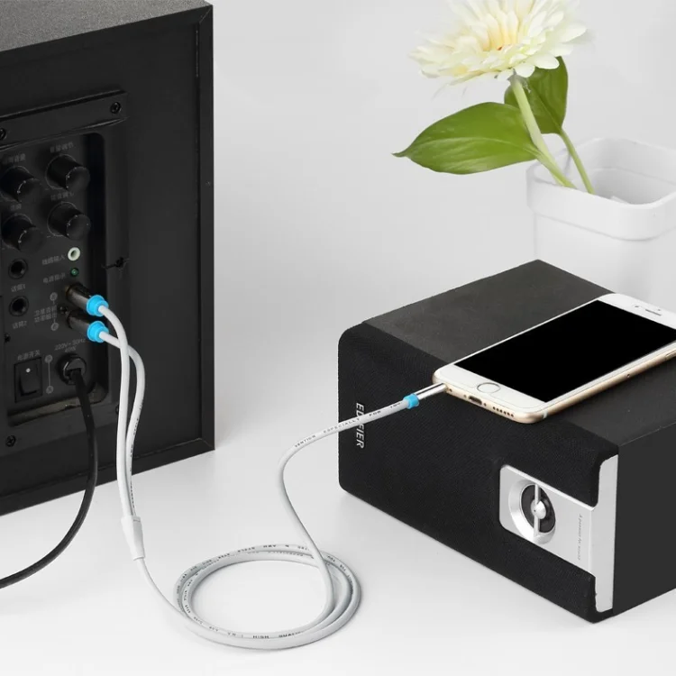 Kabel audio 3,5 mm męski na 2RCA męski 3 m czarny