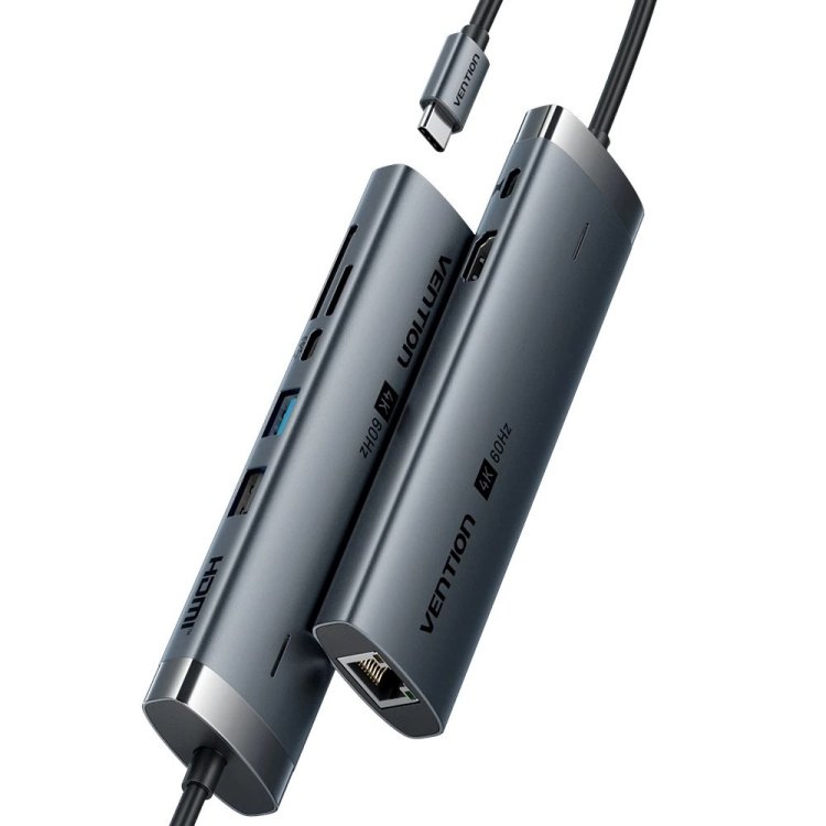 Stacja dokująca USB-C 8w1 Vention 4K 60Hz 100W PD 0.15m