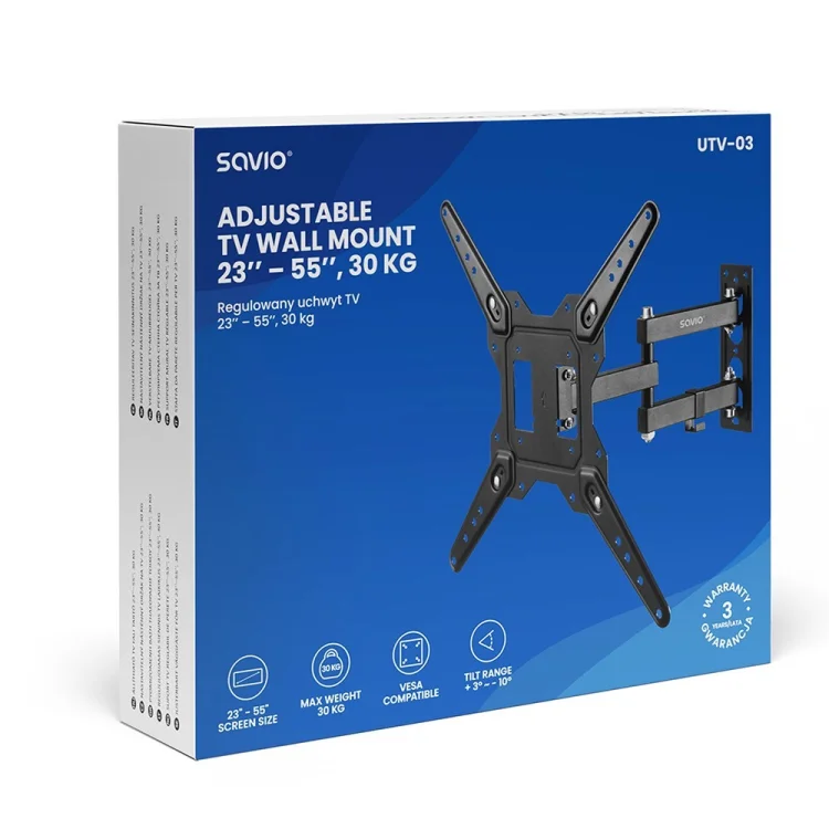 SAVIO REGULOWANY UCHWYT TV UTV-03 23’’– 55’’ 30 KG
