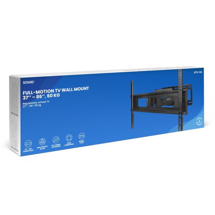 SAVIO REGULOWANY UCHWYT TV UTV-04 37’’– 86’’ 60 KG