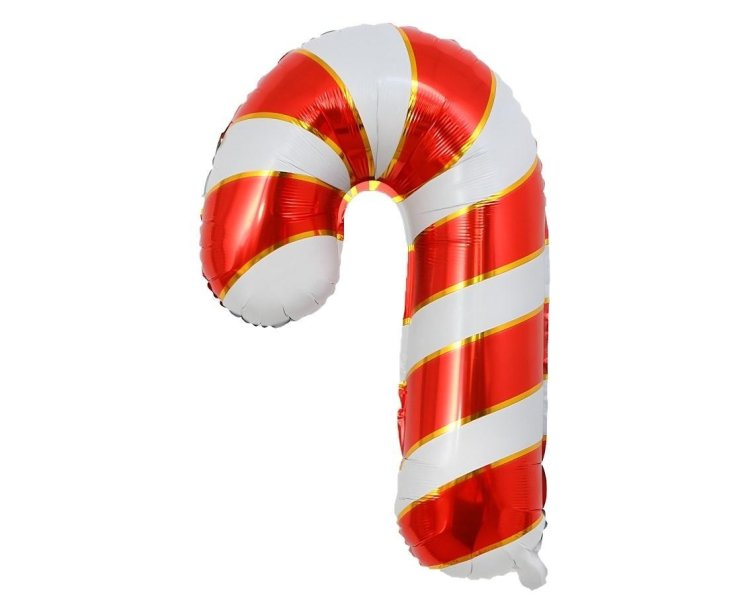 Balon foliowy Lizak świąteczny czerwono-biały 38cm