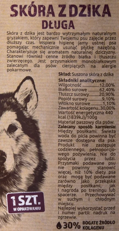 MACED SKÓRA DZIK 45 CM 1 SZTUKA