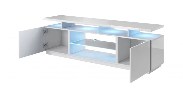 Szafka RTV EVA 180x40x52 biały/biały połysk